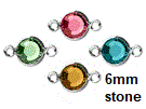 Silver Plated Swarovski Channel Birthstone Connectors (CLK6S)